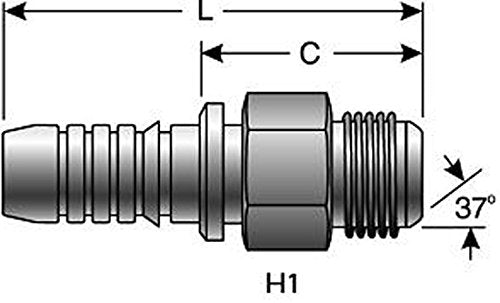GlobalSpiral Series Gates 169-1000-0808 Couplings, Male JIC, 37 Degree Flare, 1/2" ID