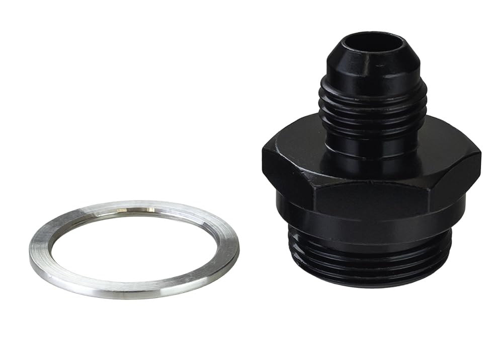 Moroso Carburetor 65149 Fuel Inlet Fitting, 6AN x 7/8-20, 2" Long, Black Anodize