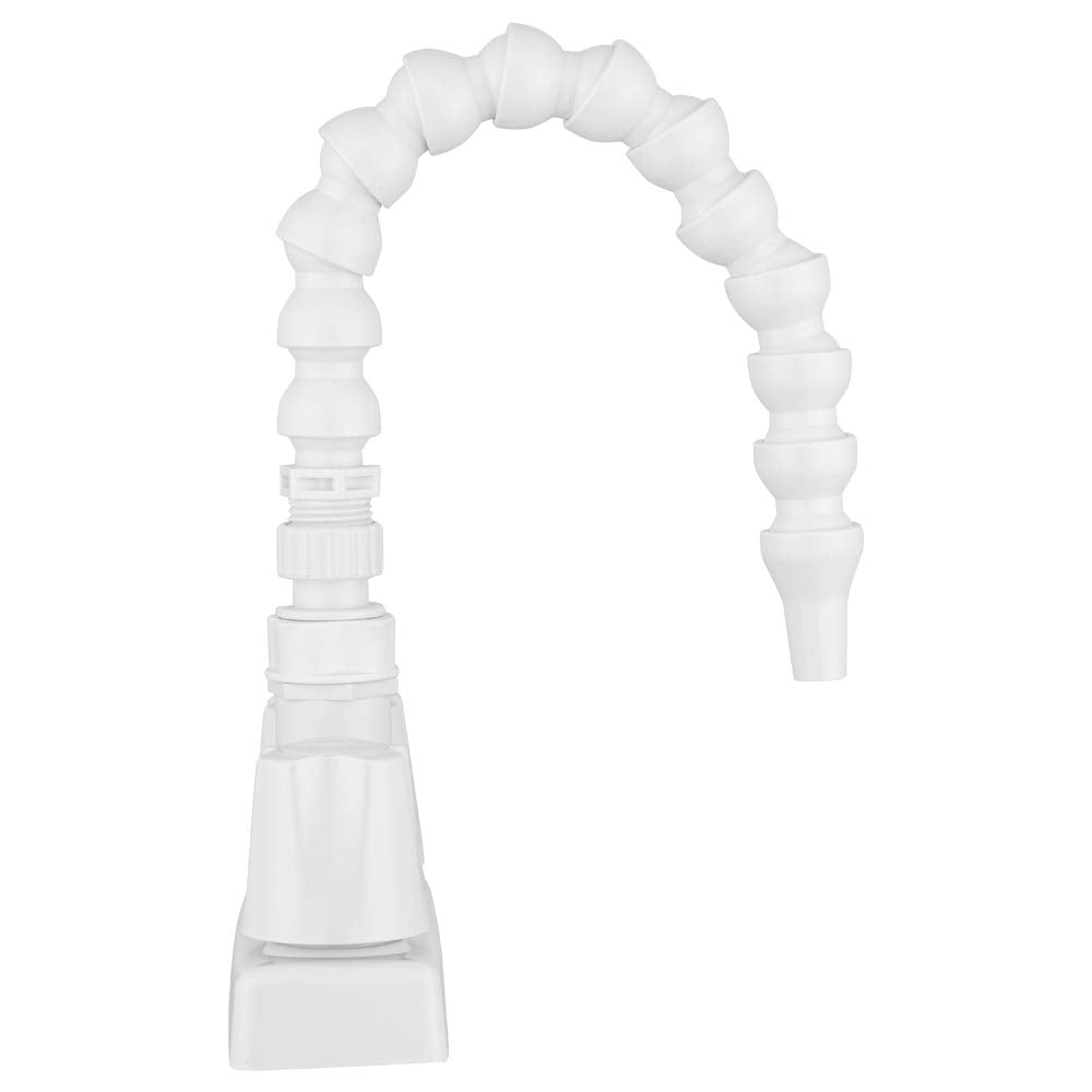 Dura Faucet Quick Connect RV Exterior Faucet with 360-Degree Flexible Gooseneck Spout (White)