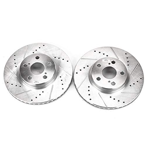 Power Stop Front JBR1311XPR Drilled & Slotted Evolution Rotor Pair For Pontiac Vibe 2009-2010, Scion xD 2008-2014, Toyota Corolla 2009-2019, Toyota Matrix 2009-2014 [Model Specific]