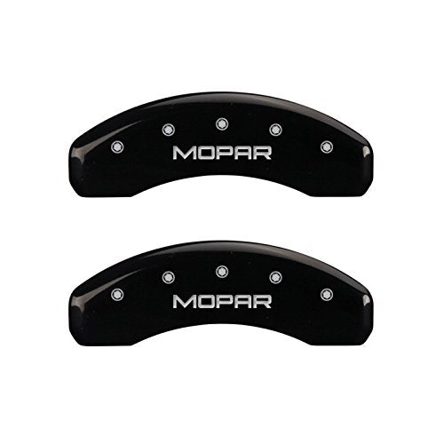 MGP 12059SMOPBK Caliper Covers Caliper Cover (Black Powder Coat Finish, Engraved Front and Rear: MOPAR, Silver Characters, Set of 4)