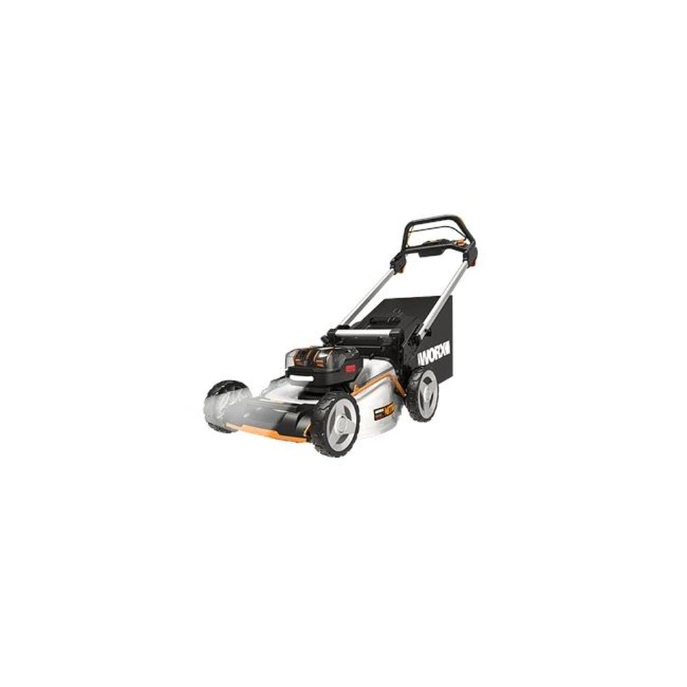 21" Worx Cordless Lawn Mower, 3 in 1 Electric Mower with Brushless Motor, Self-Propelled Lawn Mower with 7-Position Height Adjustment, 2 × 5.0 Ah Batteries & Charger Included, WG753