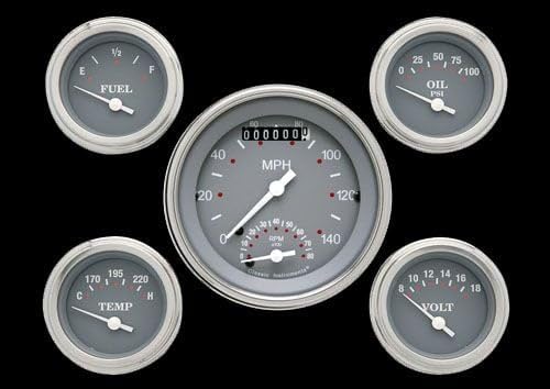 Silver Gray Classic Instruments SG35SLF 3 3/8" Ultimate Speedometer with Built-in Tach & 4-2-1/8" Ftvo - GM