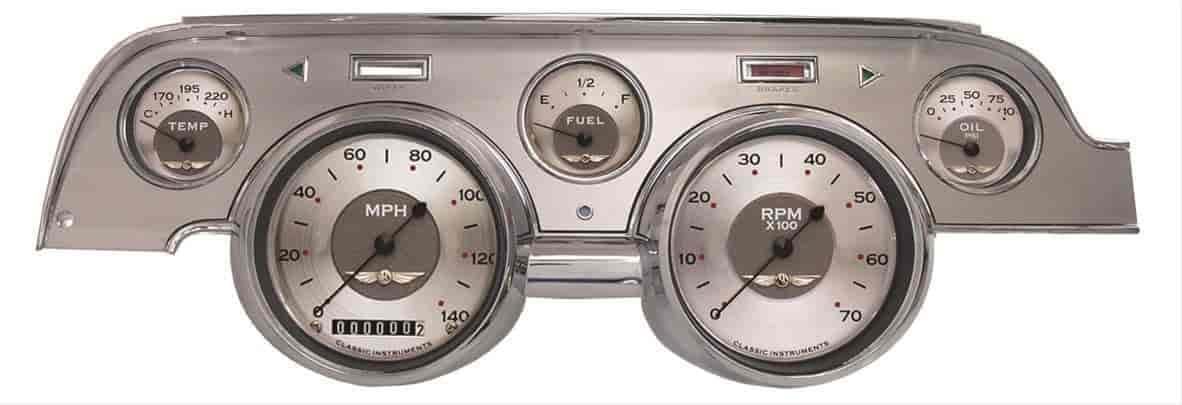 MU67AWBA Classic Instruments All American 5 Gauge Package Brushed Bezel Fits 1967 Mustang