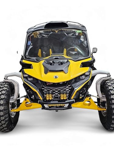 Front Winch Bumper for Can-Am Maverick R – Amp Series, Hammer Black, Satin Panels, CNC Aluminum Inserts – Direct Bolt-On, Winch Ready, Off-Road UTV Protection