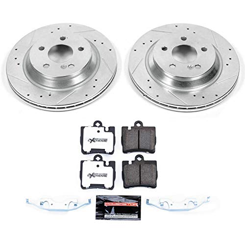 Power Stop K2997-26 Z26 Carbon Fiber Brake Pads Rear with Drilled & Slotted Brake Rotors Kit For Mercedes-Benz S430 2000-2002, Mercedes-Benz S500 2000-2003 [Model Specific]