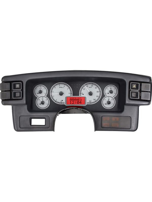 Dakota Digital VHX-87F-MUS-S-R Ford Mustang 87-89 Analog Dash Gauge Silver Alloy Red