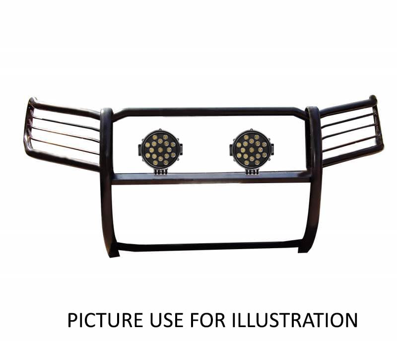 Bumper Guard Modular Black Horse Grille brush Come With pair of 7.0"Dia.LED Lights with Black Trim Rings Compatible with 2005-2015 Armada|2004-2015 Titan Crew Cab & King Cab-17NR26MA-PLB