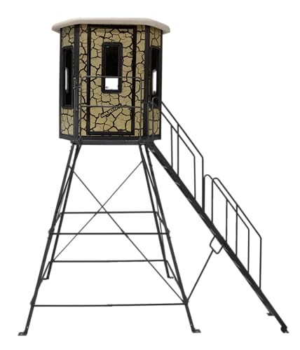 Penthouse Muddy Box Blind w/Tower Base, Steel Wall Construction, Cracked Mud Camo