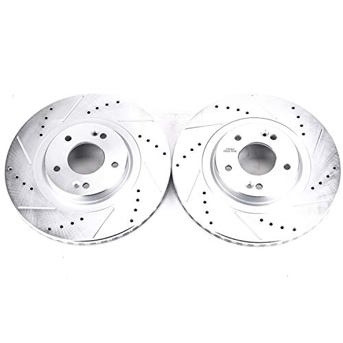 Power Stop Performance Drilled and Slotted JBR1706XPR Front Brake Rotor Pair For Hyundai Santa Fe Sport 2013-2018, Kia Sorento 2015-2020 [Model Specific]