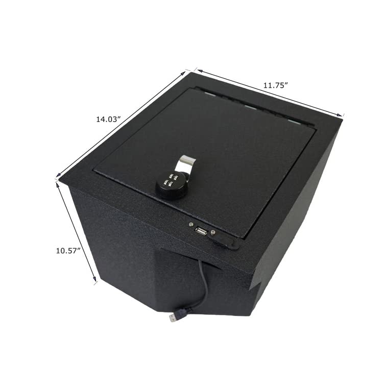 Center Console Safe Black Horse Security Lock Box, Black Gun Box Organizer, with 4 Digit Combination Resettable Lock Compatible with 2014-2021 Toyota Tundra-ASTT01