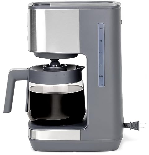 Drip Coffee Maker GE With Timer | 12-Cup Glass Carafe Coffee Pot With Adjustable Keep Warm Plate | Wide Shower Head for Maximum Flavor | Kitchen Essentials | Stainless Steel