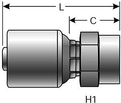 MegaCrimp Gates 8G-6FP Couplings, Female Pipe, NPTF Without 30 Cone Seat, Zinc Plated Carbon Steel, 2.46", 1/2" ID
