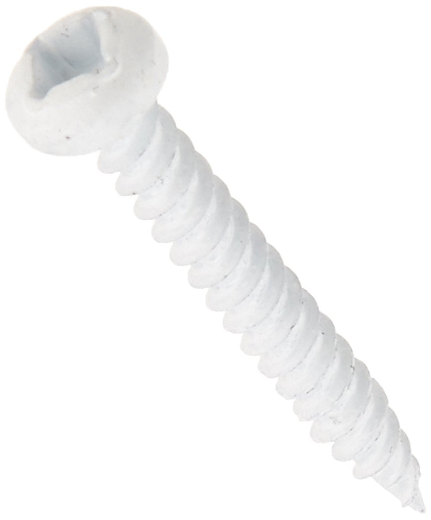 8 X 1-1/4 White Pan Head Square Recess Screw AP Products - Pack of 500