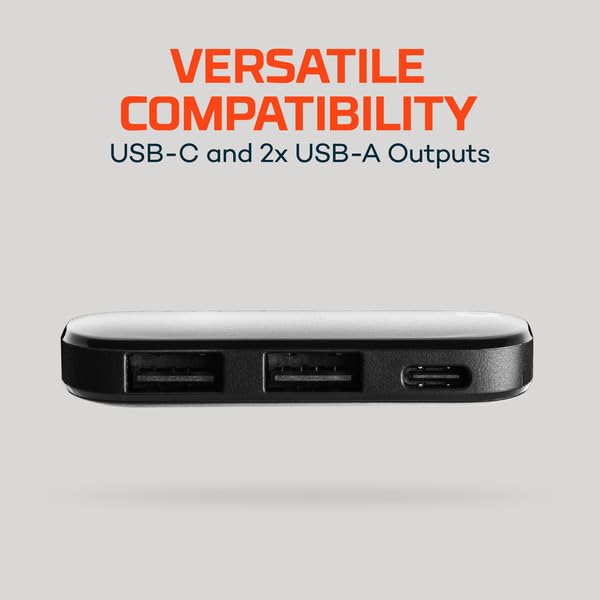 5K NEBO 5000mAh Power Bank | 18.5Wh Capacity, 2-Way Output Charging, Durable USB & USB-C Ports, Compatible with iPhone & Android, TSA Approved Travel Essential