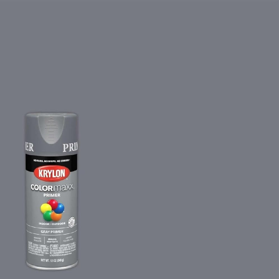 Krylon K05582007 Primer Spray Paint COLORmaxx for Indoor/Outdoor Use, Gray, 12 Ounce (Pack of 1)