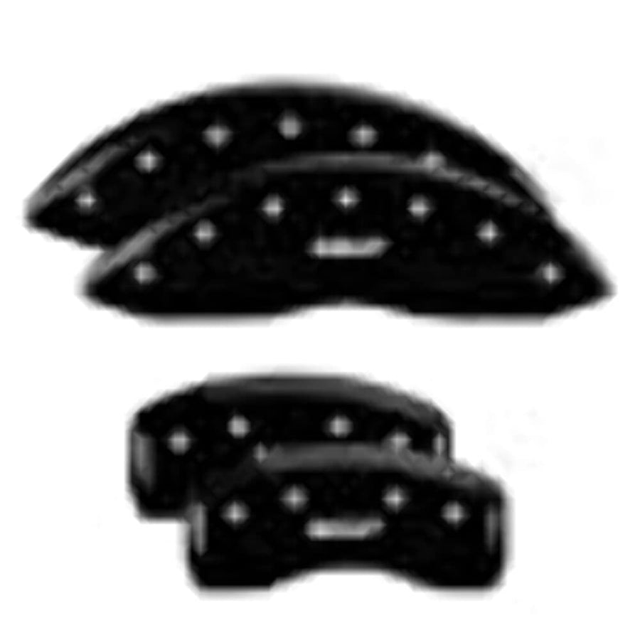 MGP Black Powder Coat Finish Caliper Covers 54012SMGPBK, Silver Characters, Set of 4