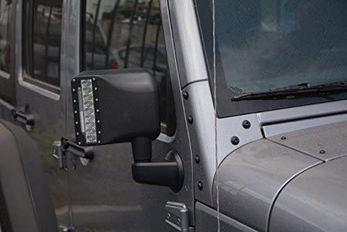 Mirror Cover with Auxiliary Lights DV8 Offroad for 07-18 Wrangler JK | Integrated LED Lights and Turn Signal Lights | Replacement Cover | Sold as Pair | BCM27W3W