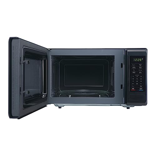 Magic Chef 0.9 Cubic Feet Stainless 900 Watt Countertop Microwave Oven for Compact Spaces with 6 Pre Programmed Cooking Modes, Black