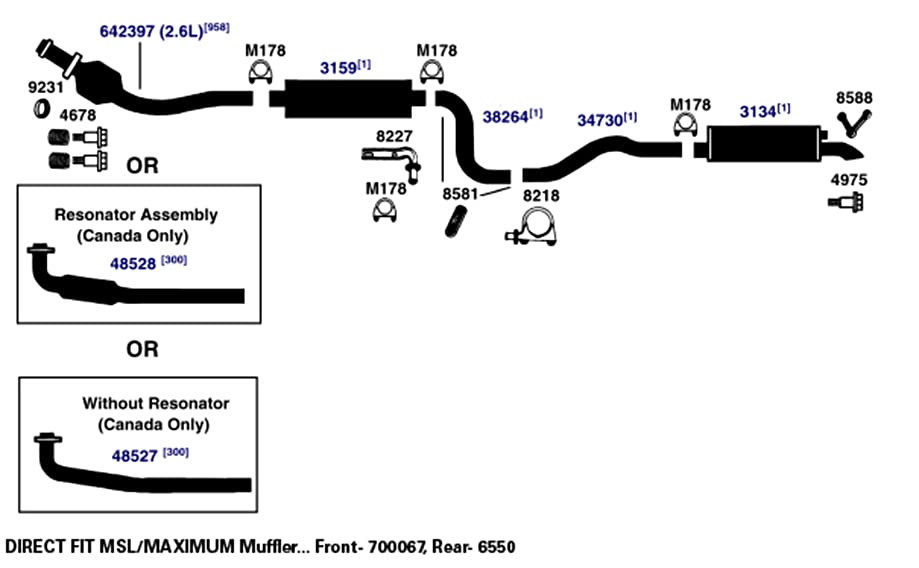 Exhaust Muffler AP Exhaust Products 6550