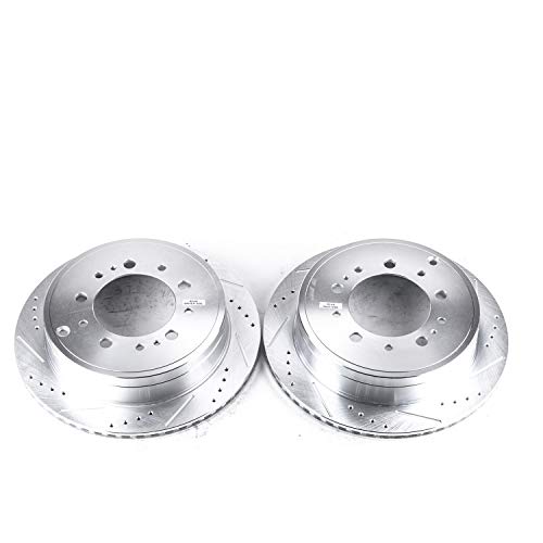 Power Stop Rear JBR1355XPR Drilled & Slotted Evolution Rotor Pair For Lexus LX570, Toyota Land Cruiser, Toyota Sequoia, Toyota Tundra