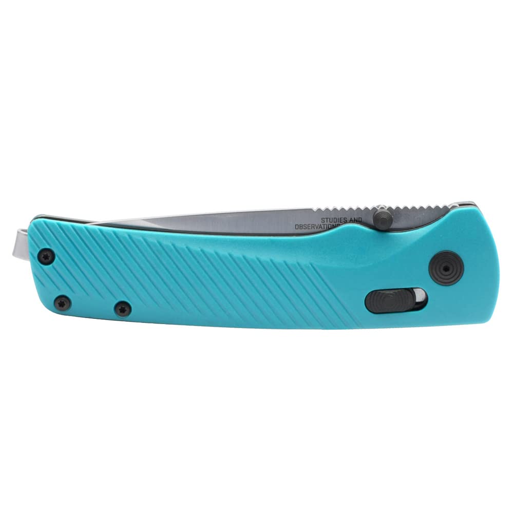 SOG Daily Carry Flash AT Ambidextrous Pocket Compact Folding Knife | Ergonomic Handle for Enhanced Grip | D2 Steel Blade, Petrol Green/Satin