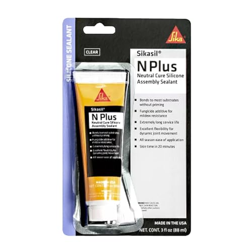 Sikasil-N Plus Clear Silicone Sealant, 3 fl oz – Multi-Surface High-Performance Adhesive for Window, Door, and General Sealant Applications