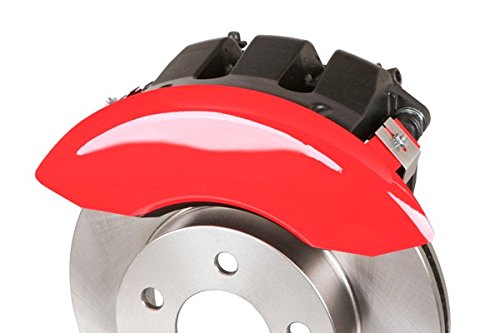 Engraved MGP Caliper Covers 49003SMGPRD with Red Powder Coat Finish and Silver Characters, (Set of 4)