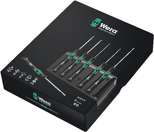 Wera 2035/6 Electronics Screwdriver Set and Rack, Kraftform MicroSlotted/Phillips, 6-Piece, 05118152001