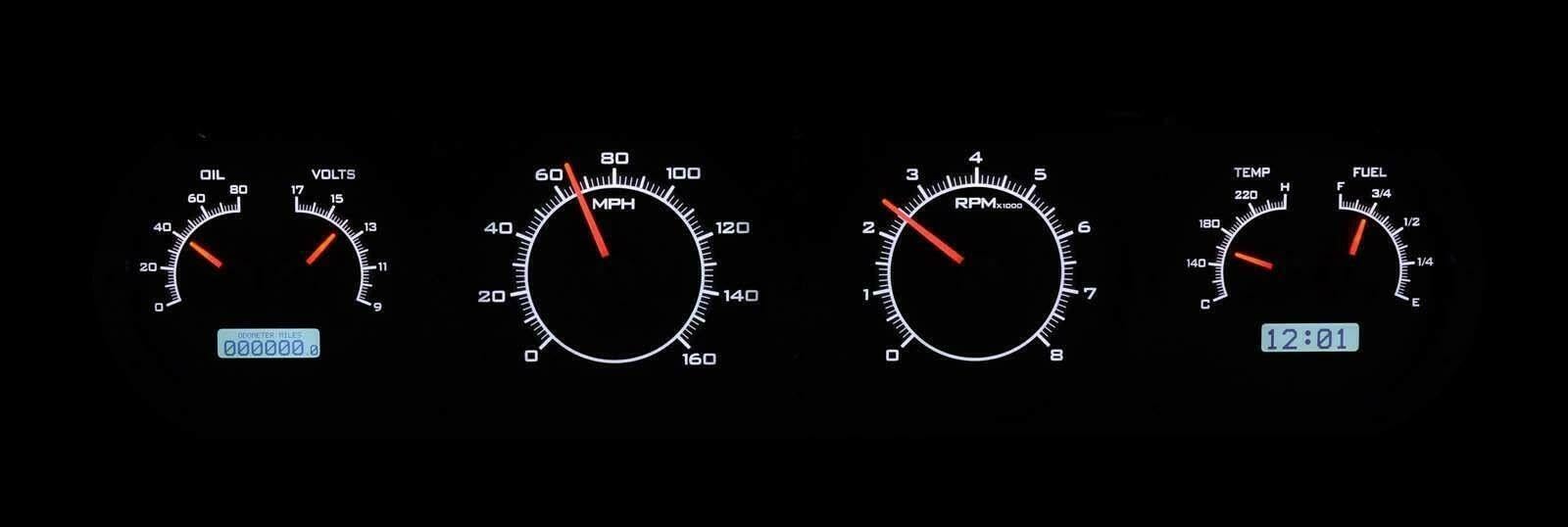 Dakota Digital VHX System Compatible with 1964-67 Pontiac GTO-Silver Alloy Style Face w/White Display