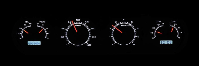 Dakota Digital VHX System Compatible with 1964-67 Pontiac GTO-Silver Alloy Style Face w/White Display