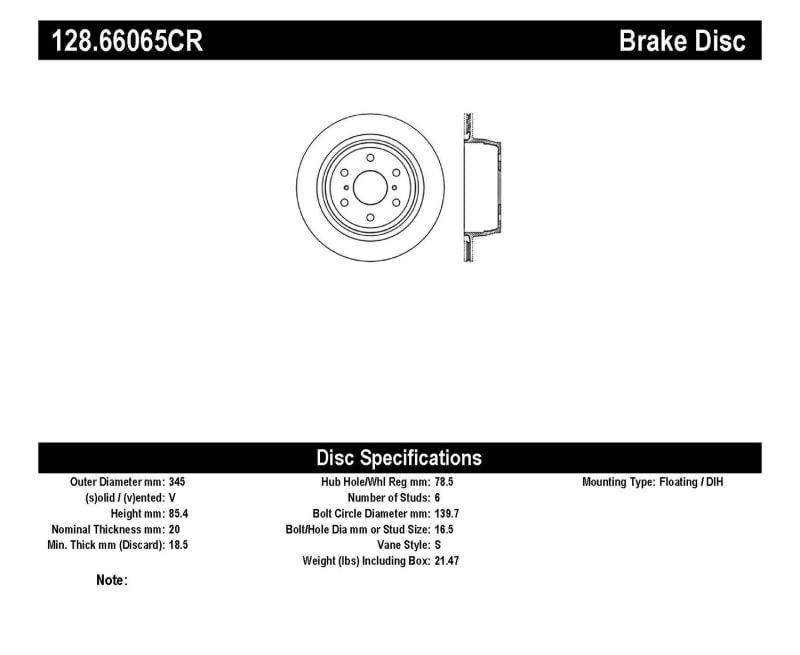 Brake Rotor StopTech (128.66065CR)