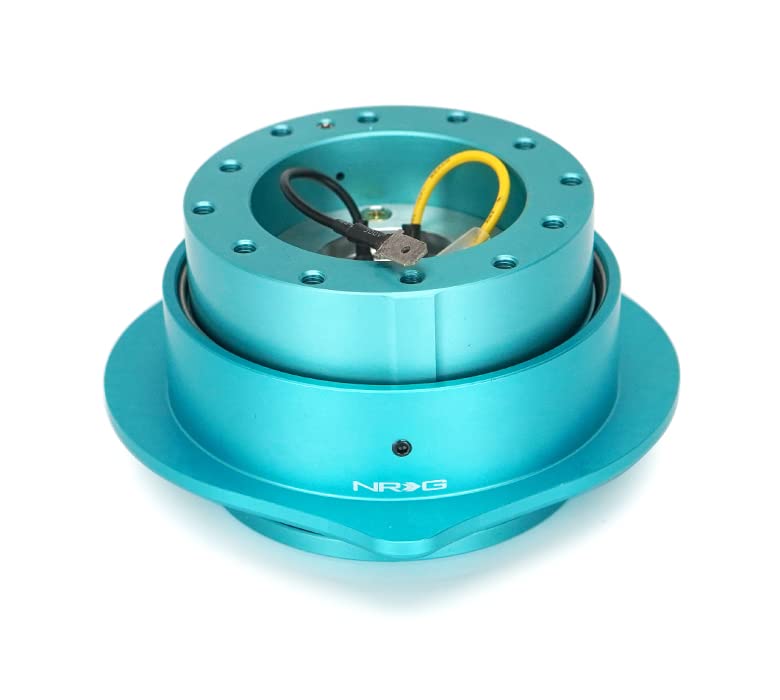 NRG Innovations Steering Wheel NRG-SRK-143MF Quick Release Kit Adapter Mint Body/Mint Heart Shape Ring Flares, 6x70mm & 6x74mm Bolt Pattern