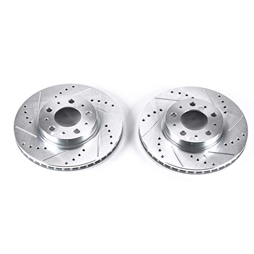 Power Stop Front EBR458XPR Drilled & Slotted Rotor Pair For Volvo 850, Volvo 960, Volvo C70, Volvo S70, Volvo S90, Volvo V70, Volvo V90 [Model Specific]