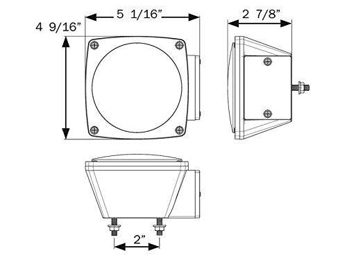 Optronics Square L.E.D. Under 80" Combination Tail Light - Left (STL009RB)