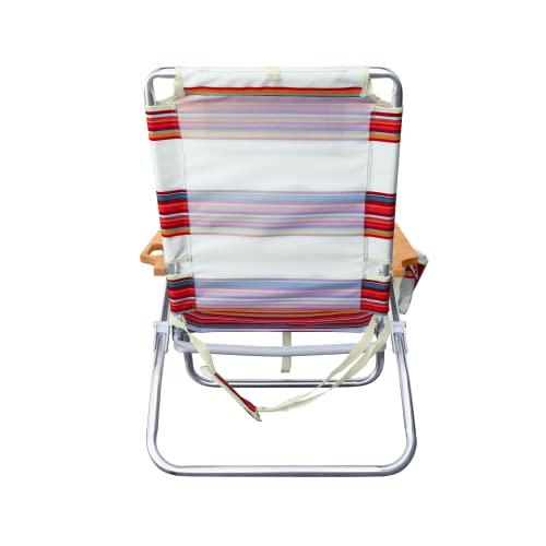 Hurley Beach Chair Mid-Height Wood Arm, One Size, Roman Stripe Berry Punch