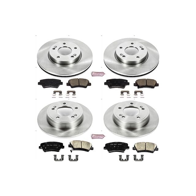 Power Stop KOE6506 Replacement Brake Kit-OE Front and Rear Brake Rotors & Ceramic Pads For Elantra GT, Veloster, Forte, Forte Koup, Forte5 [Model Specific]