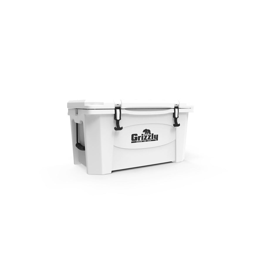 45 Cooler Grizzly | 45 qt Ice Chest Durable Rotomolded Insulated | Made in The USA | Warranty for Life | for Beach Boat Camping Fishing Hunting | G45 | White