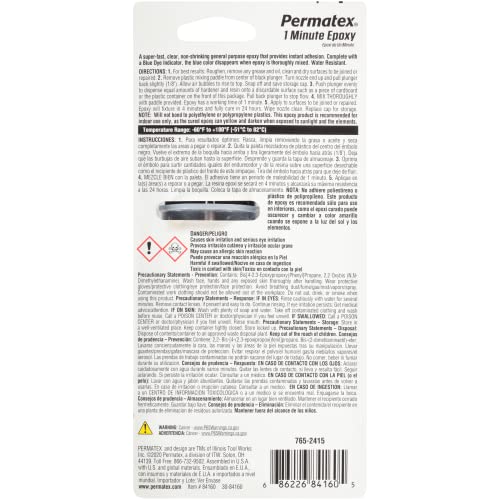 Permatex 84160 1 Minute PermaPoxy General Purpose Epoxy, 0.84 oz., grey
