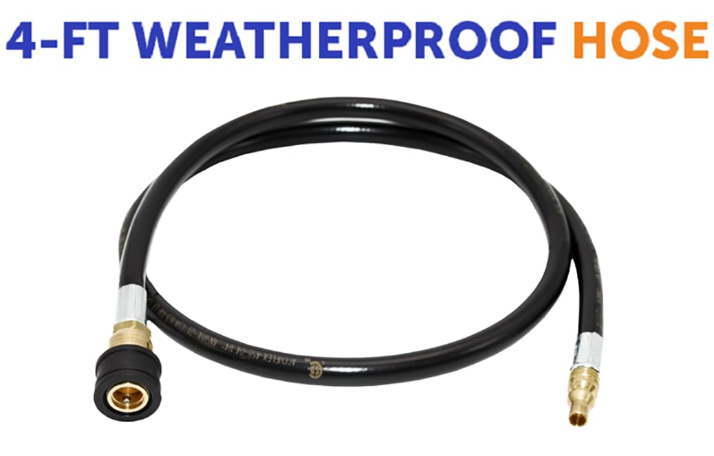 1/4" Flame King Model 250 Male and Female Quick Disconnect Thermoplastic Hose Assembly, LP Gas Only, 48 Inch, 1/4 Inch ID for RV, Van, Trailer, 100395-48, Black