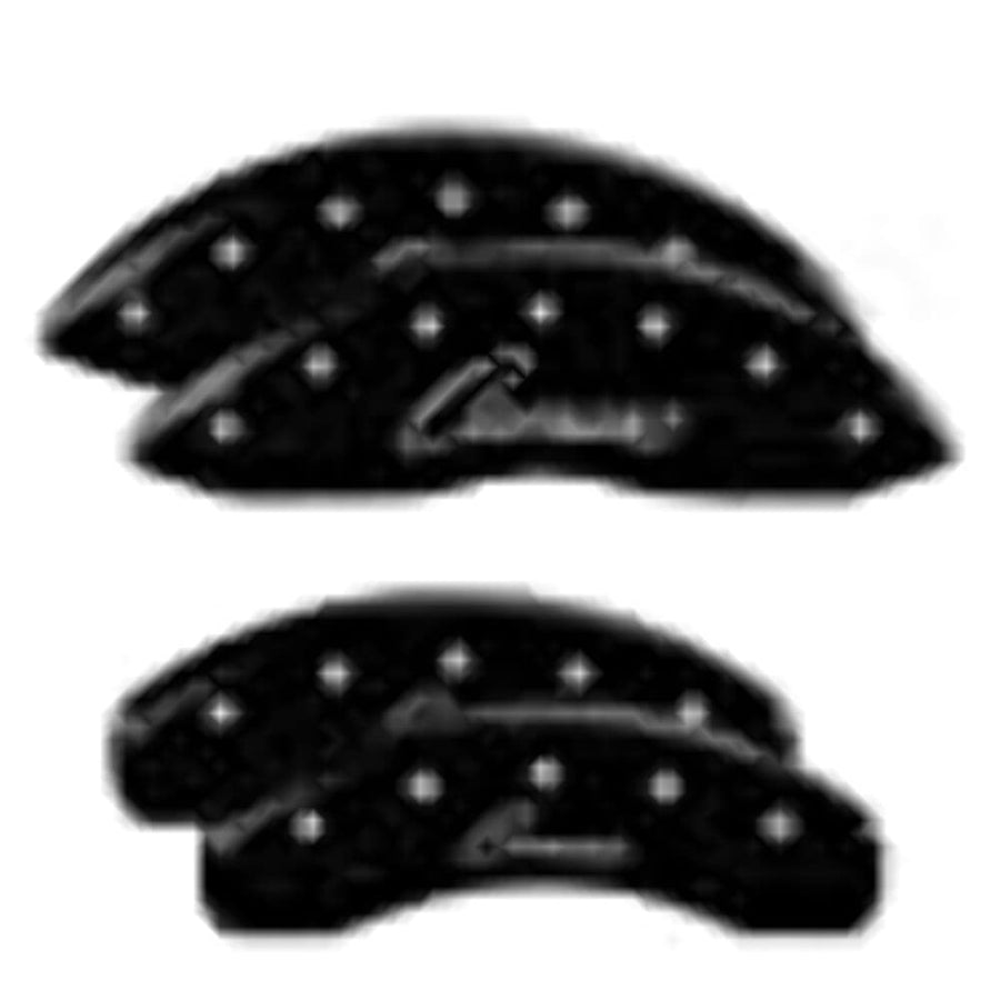 Caliper Covers MGP Compatible with 2016-2024 Chevy Camaro (Fits 18"+ Wheels & Standard JL9 Brakes) Powder-Coated Finish, 4 PCS Front and Rear (Black - Cursive Camaro Engraving)