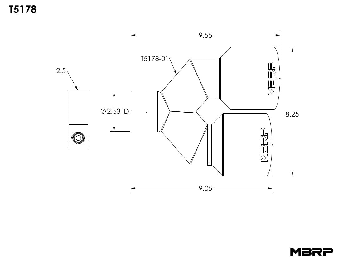 MBRP Dual Tip T304 SS 4in OD/2.5in Inlet