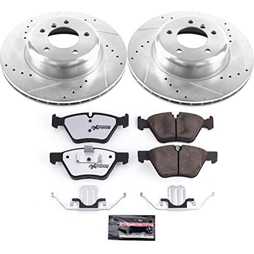 Power Stop K6578-26 Z26 Carbon Fiber Brake Pads Front with Drilled & Slotted Brake Rotors Kit For BMW Z4 2009-2010 [Model Specific]