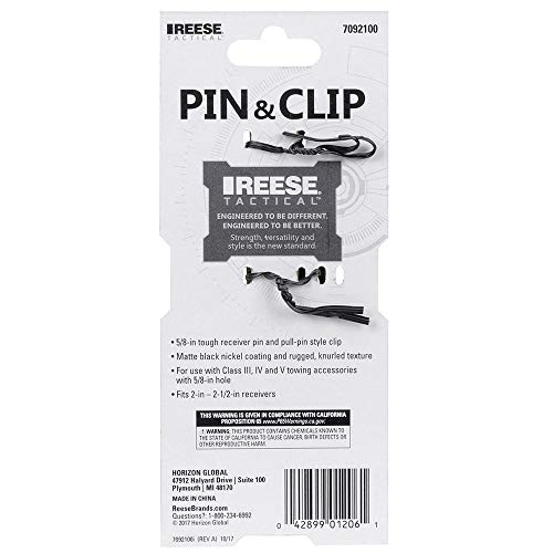 Tactical Reese Towpower Pin and Clip 5/8 Knurl Matte Black, Pewter