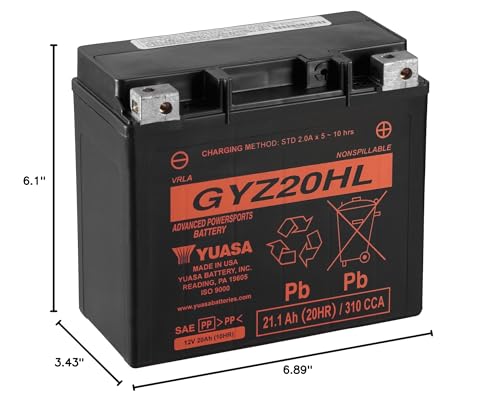 Yuasa GYZ20HL YUAM720GH Factory Activated GYZ H Series AGM Battery