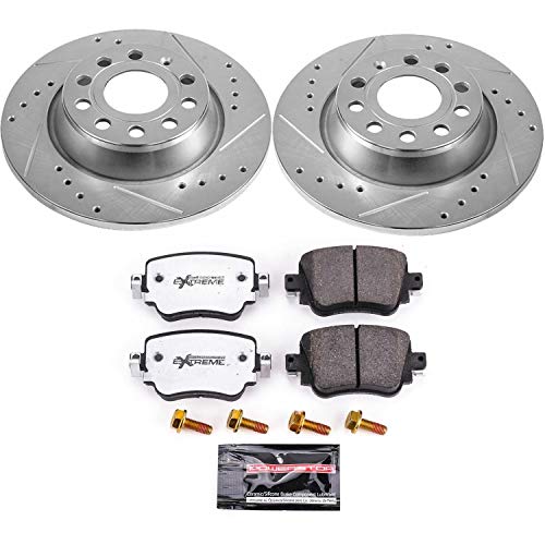 Power Stop K7707-26 Z26 Carbon Fiber Brake Pads Rear with Drilled & Slotted Brake Rotors Kit For Audi Q3 2016-2018, Audi Q3 Quattro 2016-2018 [Model Specific]