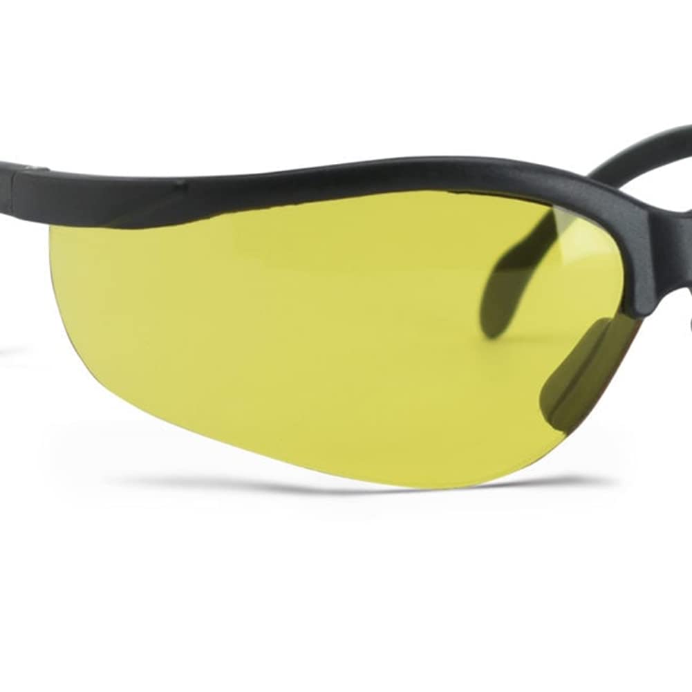 Walker's High-Grade Polycarbonate Lenses Sport Half Frame Soft Rubber Nose Piece Adjustable Safety Shooting Glasses, Yellow
