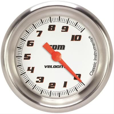Velocity White Classic Instruments 2 5/8" Tachometer Full Sweep VS383WAPF