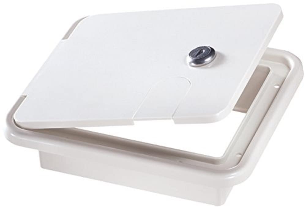 Locking Electrical Cable Hatch RV Designer B150, 7.6 inch x 6.5 inch x 2 inch, Polar White