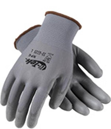 G-Tek 33-G125/L, Nylon Blend Seamless Knit Glove with Polyurethane Coated Flat Grip on Palm & Fingers - Touchscreen
